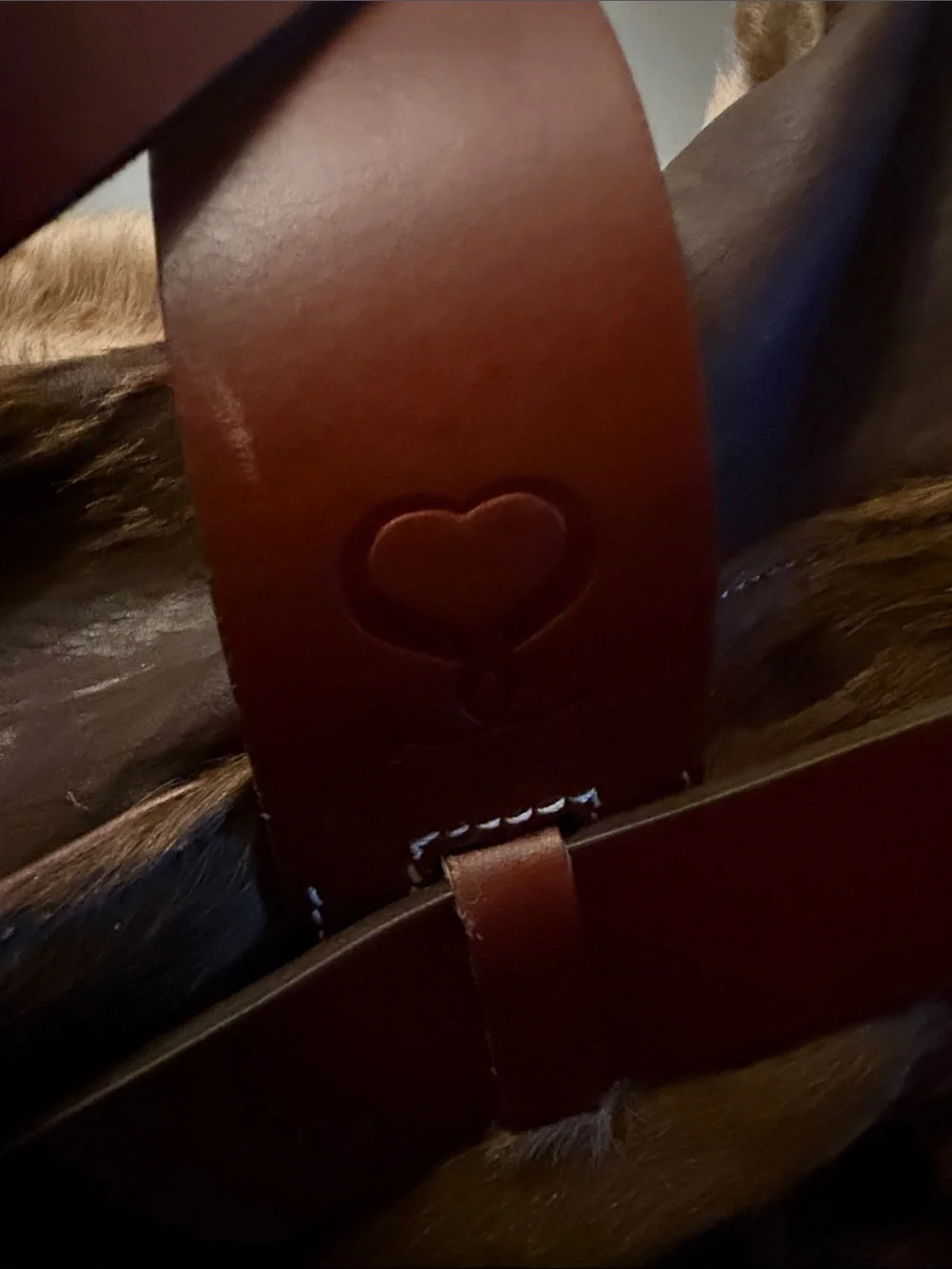 Brown Leather-Strap Horse Hair Barrel Buckle Bag